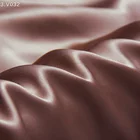 V032 Brown elegant heavy natural dye chinese charmeuse tulle soy 100% pure silk satin fabric for silk dress