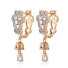 Latest Saudi Gold Jewelry Fancy Design Hanging Earrings Of Cubic Zirconia Stone