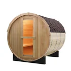 Sauna Wood Sauna 6 Person Red Cedar Barrel Sauna Outdoor With Wood Burning Stove