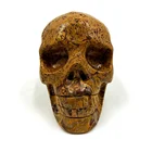 New Product Natural Crystal Skulls Reiki Gemstone Crystal Art Sculpture Human Skull golden jade Skull For Healing