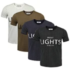 2020 Strips Printed OEM Custom Printing Logo 100% Cotton V Neck Vintage Men T-Shirt