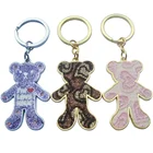 Keychain maker custom metal popobe beard comb black rhinestone gloomy leather doll crystal teddy bear keychain