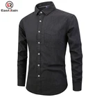 Fashion Color Spinning Washable Pocket Long Sleeve Men Slim Shirt Solid Color Business Shirt Business Dress Shirt