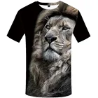 Custom Summer O-Neck Men's Polyester Short Sleeve Lion Tiger 3D Digital Print T-Shirt