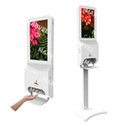 2020 hot sale touch free floor automatic standing hand sanitizer dispenser LCD advertising player