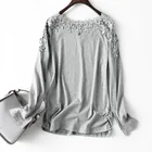 2019 women top selling casual Lace long sleeves T shirt