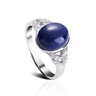 Fashion design wholesale dark blue gemstone 925 sterling silver rings Zircon Jewellery