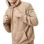 China Customized men 100% polyester long sleeves Faux Suede Hoodie with pocket