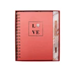2020 New Design Notebook and Pen Gift Set For Love, Custom Luxury Office Stationery Set with Heart Pearl