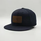 Custom Brown Leather Patch Logo Snapback Hats,Mens Acrylic Wool Snapback Caps,Wholesale Hip Pop Flat Brim Hat