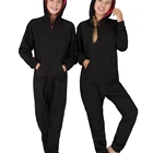 19 Poly Cotton Terry Fleece Women One Piece Footless Jumpsuit Black Red