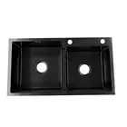 Wholesale 8245# hotel villa home decoration black series 304 and 201 stainless steel double basin kitchen sink