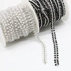 2020 New design clear crystal silver and black rhinestone cup chain rhinestone sew on clothes