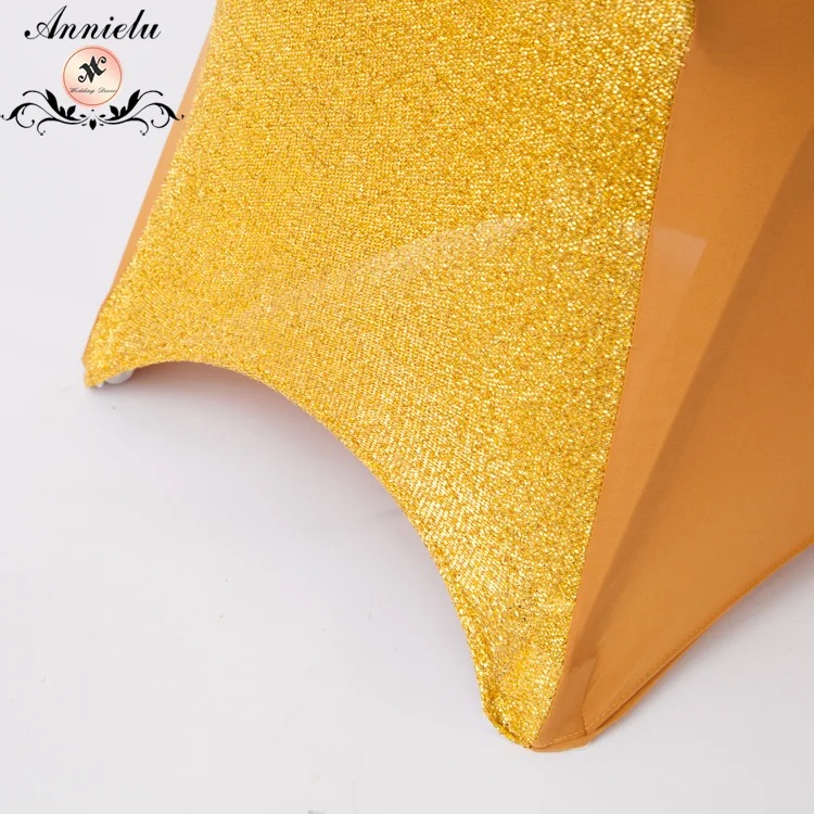 wholesale gold spandex wedding chair cover with sequin back