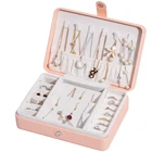 2020 Latest design Pu leather velvet necklace ring earring jewellery packaging portable jewelry travel case box with logo