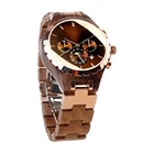 ROYAL BEAR 2020 5AT waterproof Sapphire Crystal luxury casual skeleton couple automatic mechanical wood wrist watch for lovers