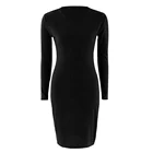 New Explosion Style Women's Long Sleeve Solid Color Package Hip Knee Knee-length Sexy Skirt Dress