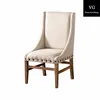 linen fabric covered dining room chair with wooden legs and backrest ,dining chair