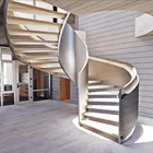 New Arrive Modern Staircase Steel Structure Wood Tread for Villa / Curved Stairs