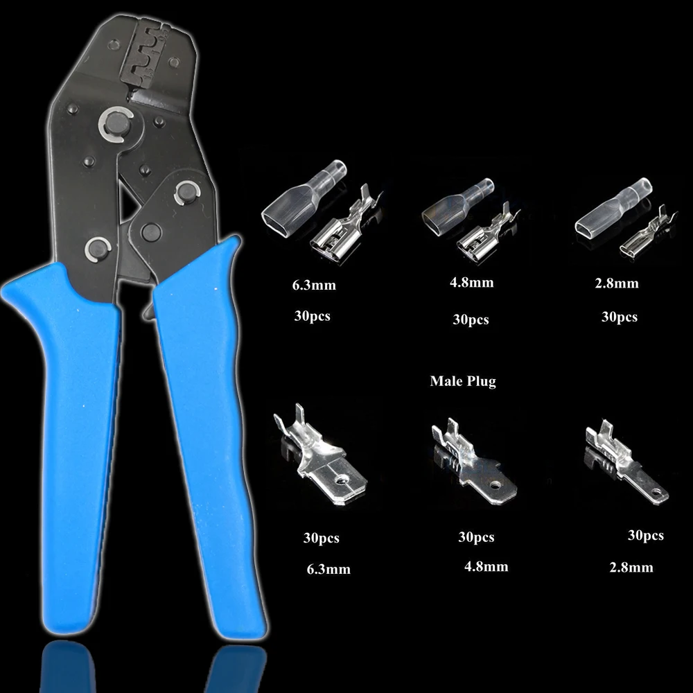 Thiết Bị Đầu Cuối Dây Crimping Kìm Công Cụ AWG26-16 270 Cái 2.8Mm 4.8Mm 6.3Mm Nam Nữ Dây Spade Kết Nối Thiết Bị Đầu Cuối Crimper Kit