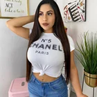 Design Fashion Summer Women's Latest Design Printed Logo Casual Women's Short T Shirt