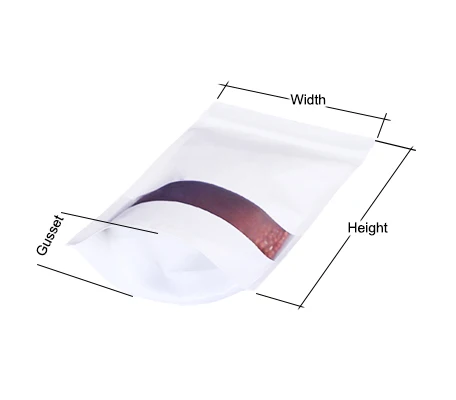 Stand Up White Kraft Paper Reclosable Ziplock Plain Heat Sealable Food Storage Doypack Pouch With Matte Window 1f.jpg