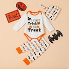 Clothes Baby Wholesale Halloween Outfits Newborn Clothes Set Long Sleeve Pumpkin Ghost Baby Romper