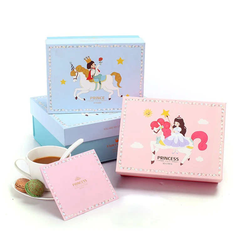 Venta al por mayor de papel de cartón ropa cajón deslizante unicornio caja de zapato de bebé caja de embalaje logotipo personalizado niños vestidos de la caja de regalo
