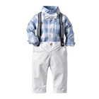 Mudkingdom Little Suspenders White Pants Toddler Clothing Set Baby Boy Dress Clothes