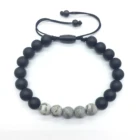 Most Popula Steel Charm Onyx Black Stone Bracelet , China Manufacturer Cheap Jewelry Black Stone Beaded Bracelet#