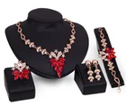 2019 hot sale flower shape ruby exaggerate alloy golden plate wedding sets jewelry sets