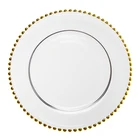 Event Use Fine Golden glass Charger plate Wedding Porcelain tableware, Vajilla Dorada dinnerware