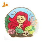 Factory wholesale gold metal plating sea girl hard enamel pin custom pin badge metal