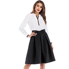 female autumn bow decorated a line pleated skater skirt for women long skirts
