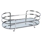 Vintage Rectangle Chrome Plated Glass Decorative Silver Mirrored Vanity Tray Makeup Perfume Serving Metal Mirror Tray