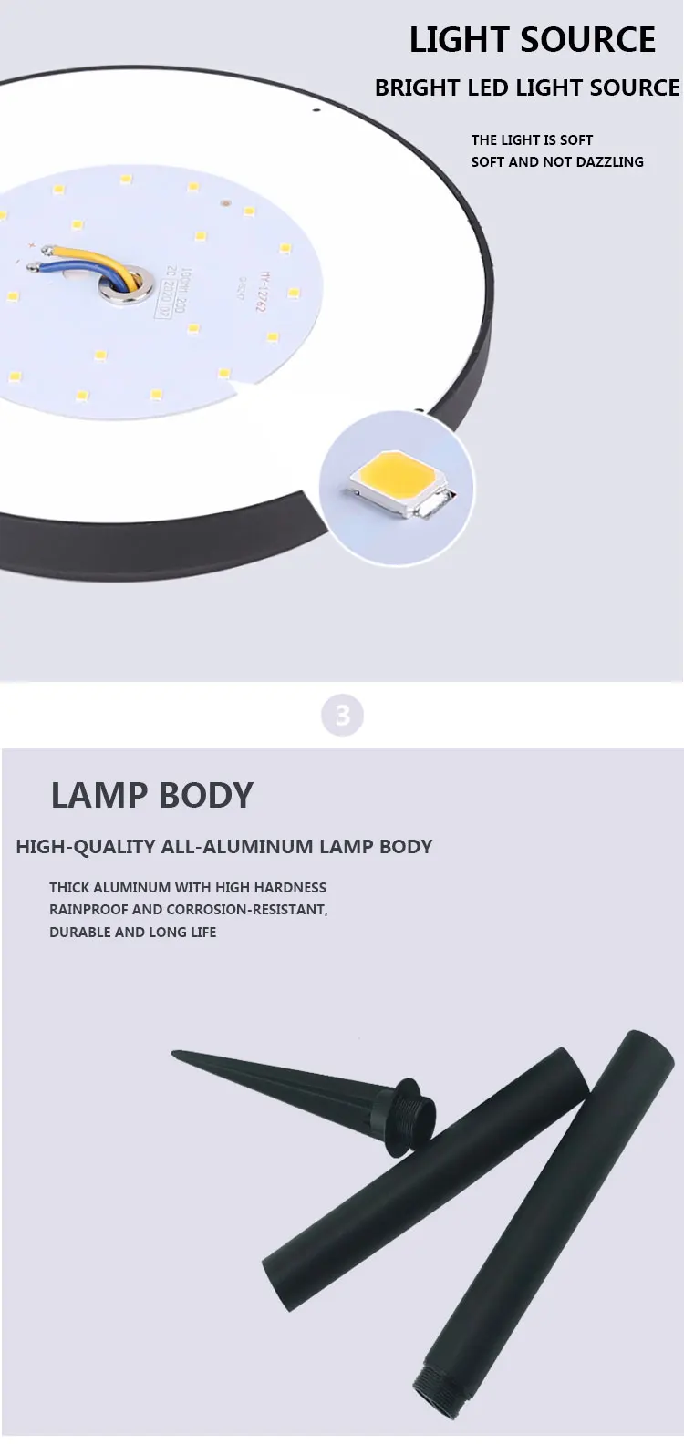 Outdoor waterproof LED solar garden light sidewalk landscape lawn light