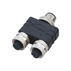 M12 5/8pins Waterproof IP67 1x 2 T type female to male Aviation splitter for Industrial Machine Automation