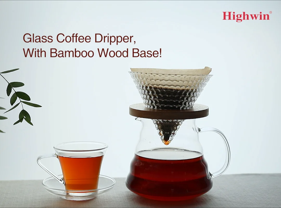 highwin factory coffee brewer dripper with bamboo base coffee