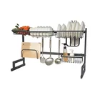 Space Save 85cm Over Sink Dish Rack 2 Tier Black Kitchen Over The Sink Dish Drying Rack