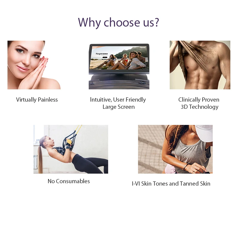 Alma Laser Soprano Ice Platinum Triple Wave Laser 755 810 1064 nm Germany Bar Diode Laser Hair Removal Machine