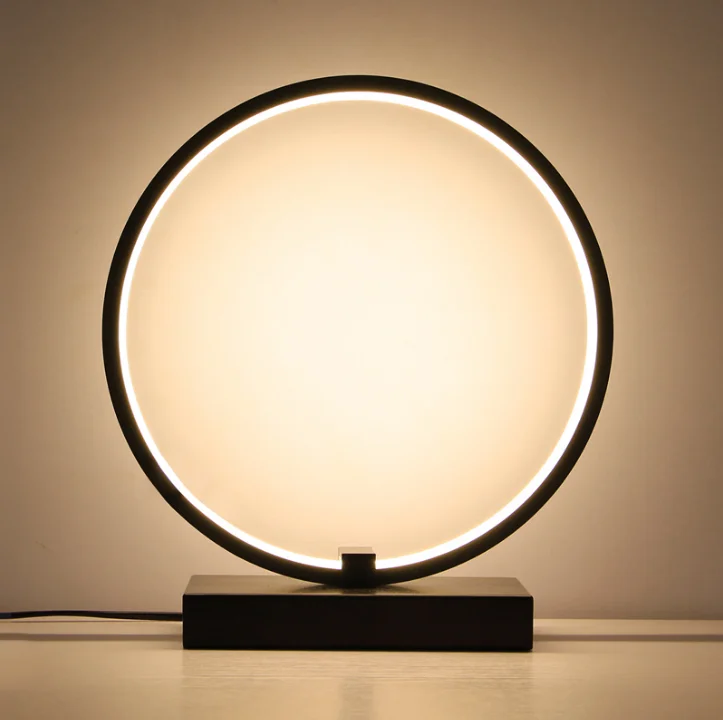modern minimalist warm bedroom decor desk light dimmable round circle led table lamp