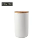 High Quality 800ML White and Black Clear Ceramic Tea Canister Storage Jar With Bamboo Lid