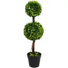 Two height 90 cm artificial topiary ball tree artificial topiary trees in pots for office decor