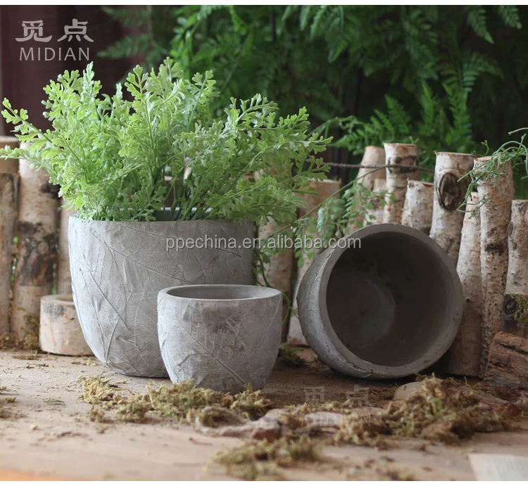 Leaf texture flower cement flower pot combined concrete garden gardening decoration