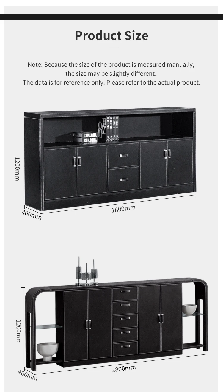 Pengpai Hot Sale Filing Multi Drawers Cabinet Leather Wooden Office Bookcase With
