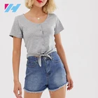 Women Fashion Casual Cotton Blouse Ladies Clothes V-neck Short Sleeve Tops