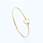 European Hot Heart Cuff Adjustable Bead Stainless Steel Bracelet Bangles