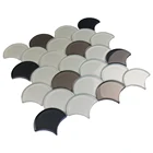 Newest design 3d wall bathroom tiles mosaic custom fish shaped scale glass mosaic