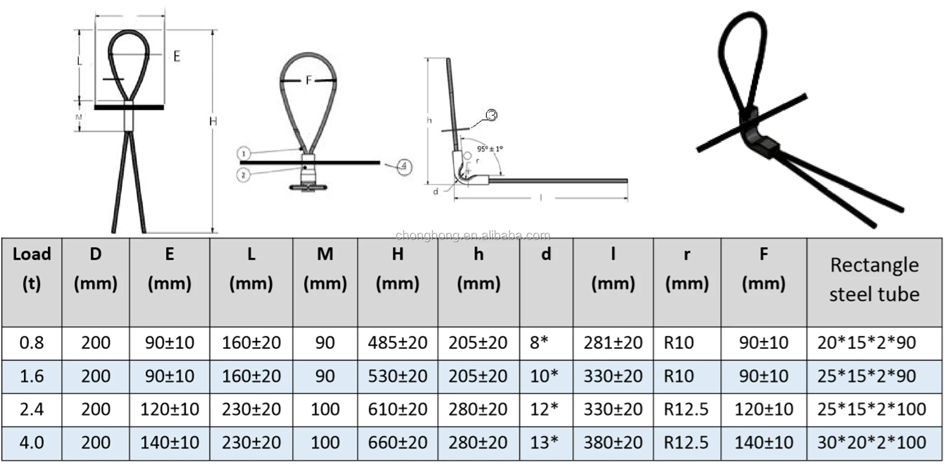 Bent Angled Wire Rope Cast In Lifting Loop For Construction Precast