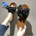 Casual Slippers Summer Wave Point Fashion Bohemia Sweet Bow Point Sandals Flat Roman Casual Slippers
